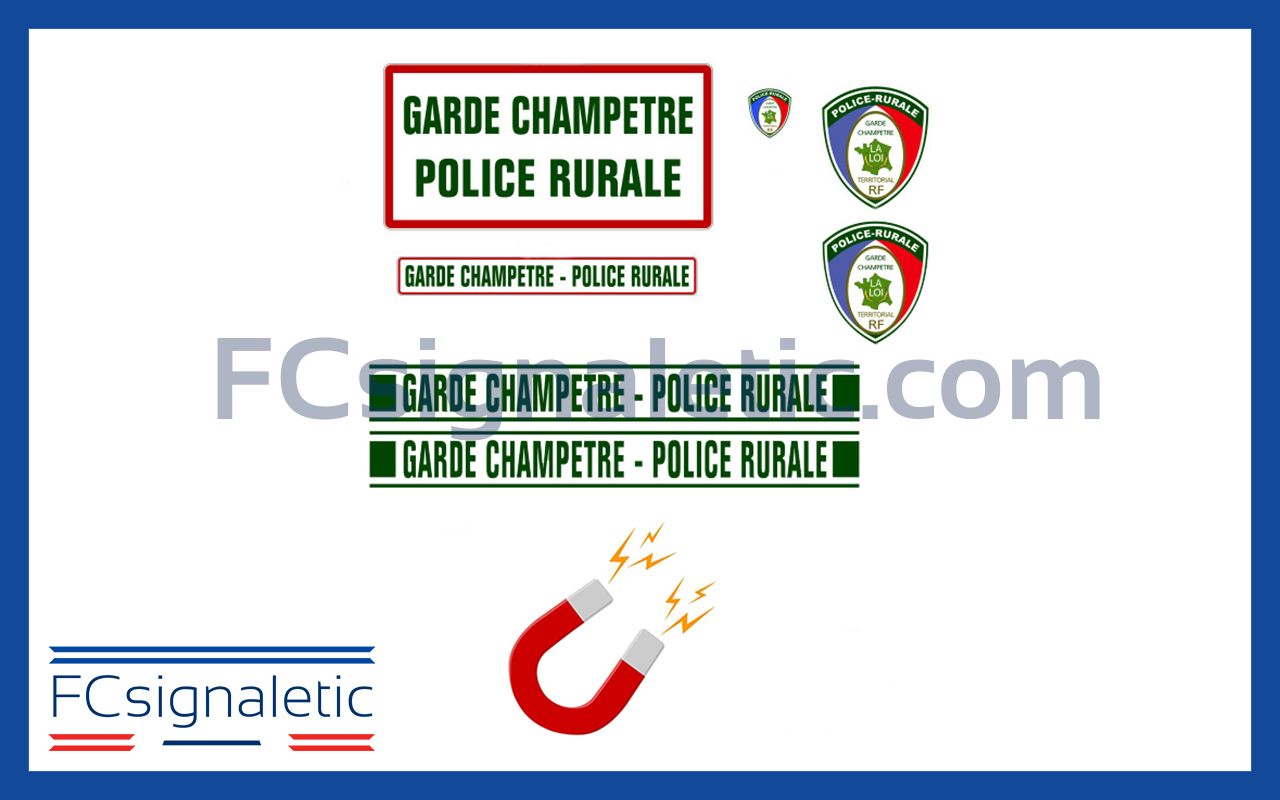 Kit sérigraphie Police rurale et garde champêtre magnétique pour véhicule léger et petits utilitaires
