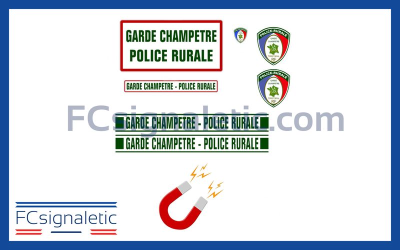 Kit sérigraphie Police rurale et garde champêtre magnétique pour véhicule léger et petits utilitaires