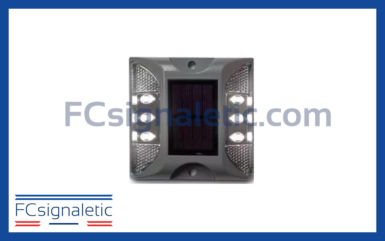 Plot solaire led routier 20 tonnes bidirectionnel flash blanc LEDWORK SLR-PS001