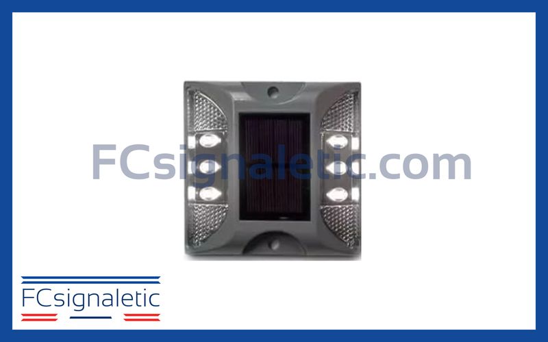 Plot solaire led routier 20 tonnes bidirectionnel flash blanc LEDWORK SLR-PS001