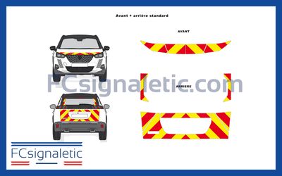 Kit sérigraphie balisage prédécoupé avant/arrière standard jaune/rouge classe B pour véhicules légers