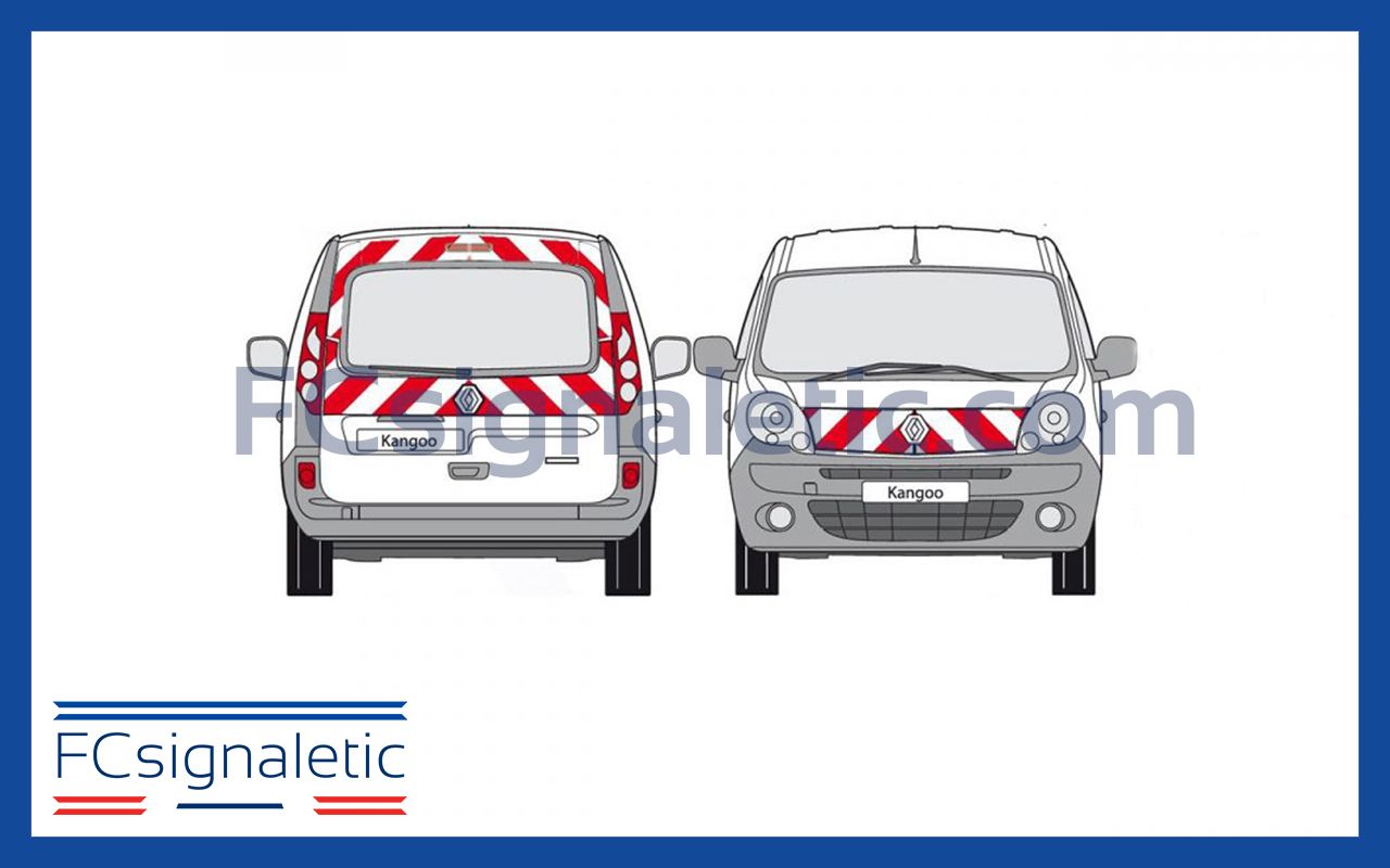 Kit sérigraphie balisage prédécoupé avant/arrière standard rouge/blanc classe B pour petits utilitaires