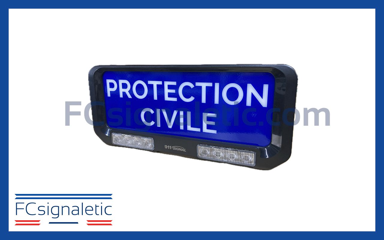 Panneau pare-soleil avec feux flash bleu (PROTECTION CIVILE) Visormate 911 SIGNAL 051901B-PC