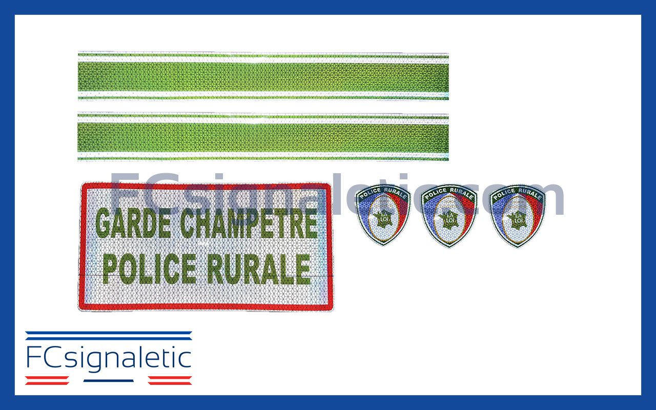 Kit sérigraphie balisage Police rurale et garde champêtre pour moto ou scooter carénés