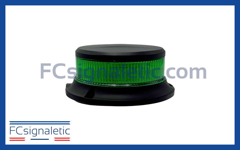 Gyrophare à LED vert extra plat fixation 3 points classe 1