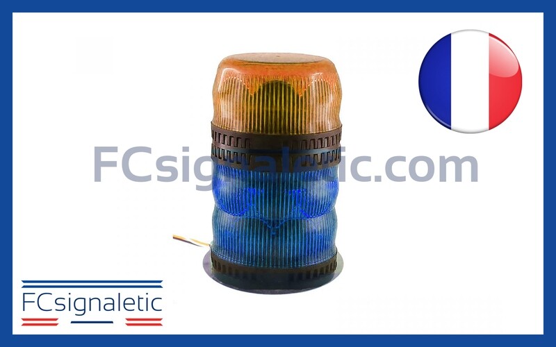 Gyrophare Gyroled KOMBI bleu classe 2 flash, orange classe 1 flash embase magnétique prise allume cigare STANDBY MERCURA 24606-01