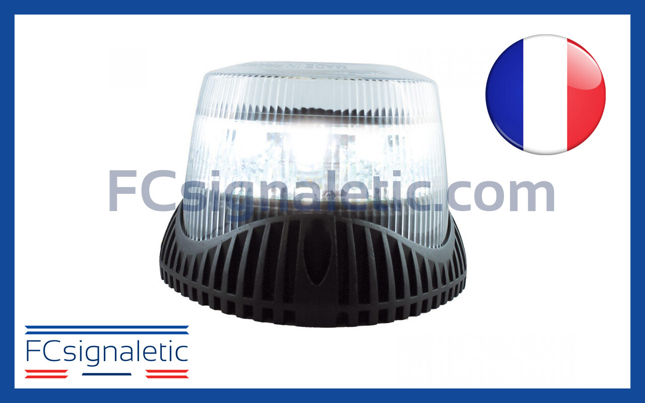 Gyrophare Gyroled M130 blanc cristal embase ISO classe 2 STANDBY MERCURA 28702-00