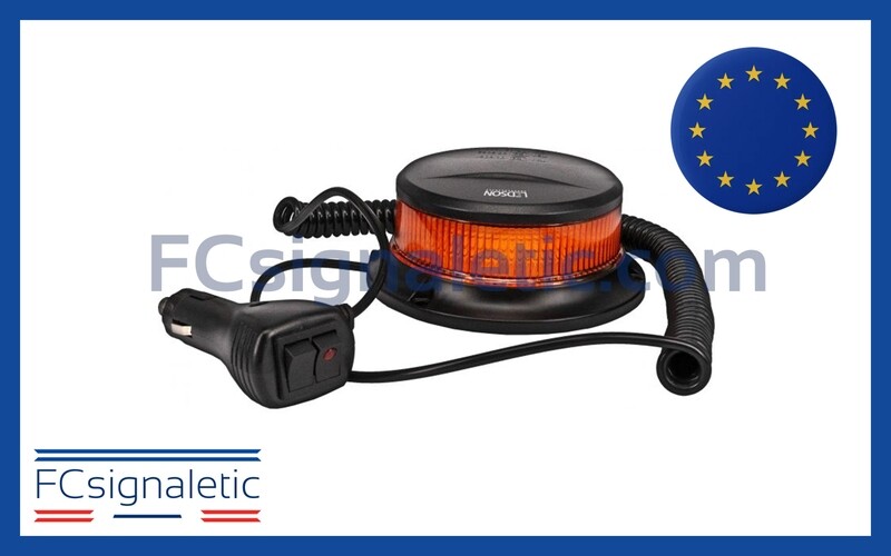 Gyrophare à LED orange embase magnétique prise allume cigare classe 1 LEDSON 5001823