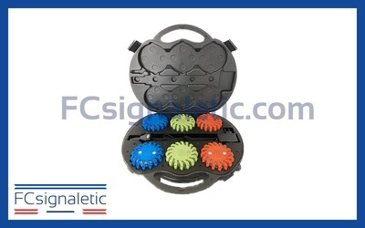 Valise de 6 balises lumineuses led bleues, vertes, rouges autonomes magnétiques et rechargeables Valise de 6 balises lumineuses led bleues, vertes, rouges autonomes magnétiques et rechargeables