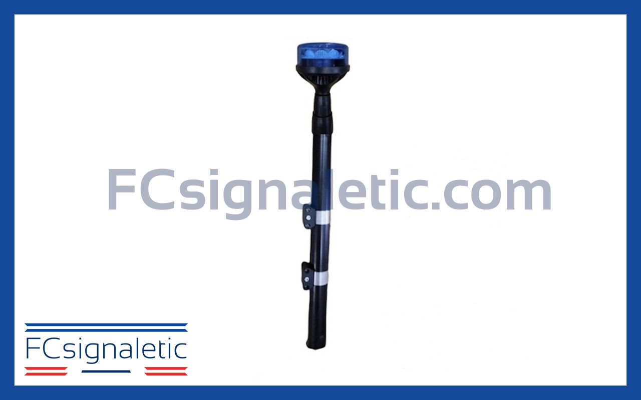 Gyrophare à LED bleu sur mât moto classe 1 Phantom 911 SIGNAL 081601B