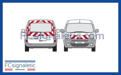 Kit sérigraphie balisage prédécoupé avant/arrière standard rouge/blanc classe B pour véhicules petits utilitaires