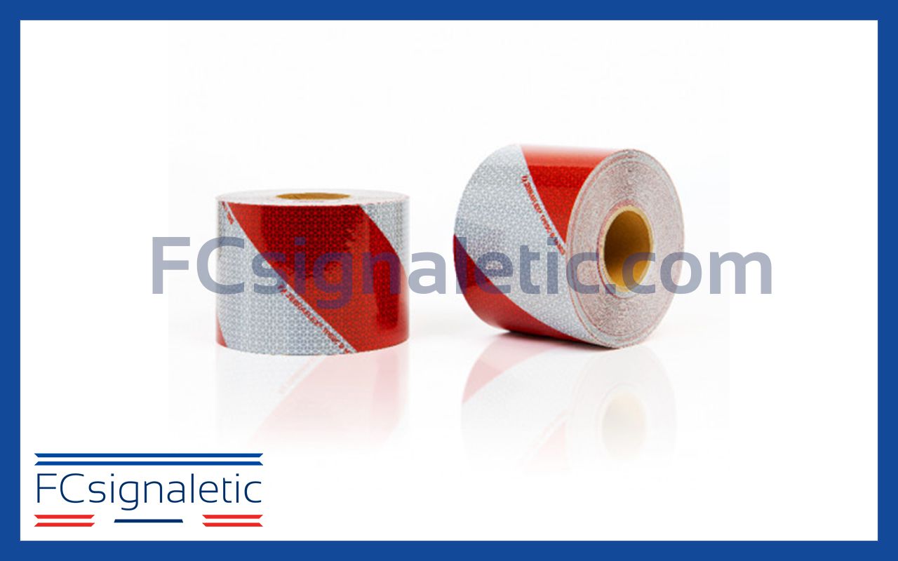 Kit de 2 rouleaux balisage véhicule rouge/blanc classe B  50m x 141mm