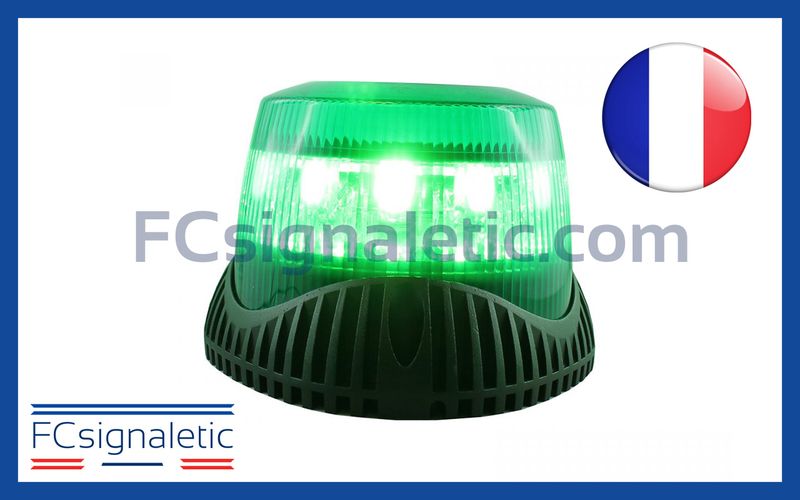 Gyrophare Gyroled M130 vert embase ISO classe 2 STANDBY MERCURA 28704-02