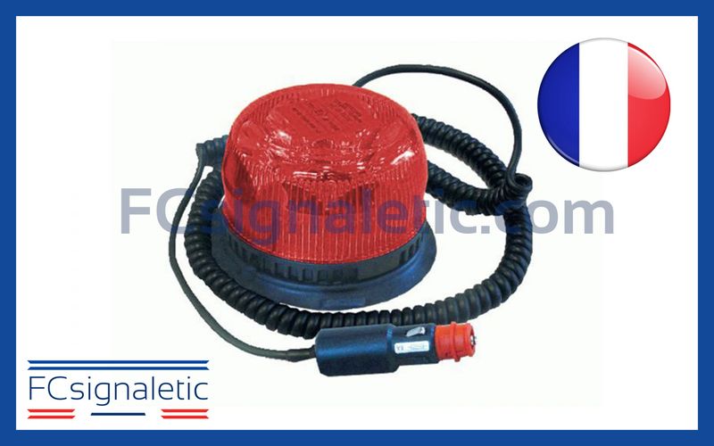 Gyrophare Gyroled rouge embase magnétique prise allume cigare classe 1 rotatif STANDBY MERCURA 23393-01