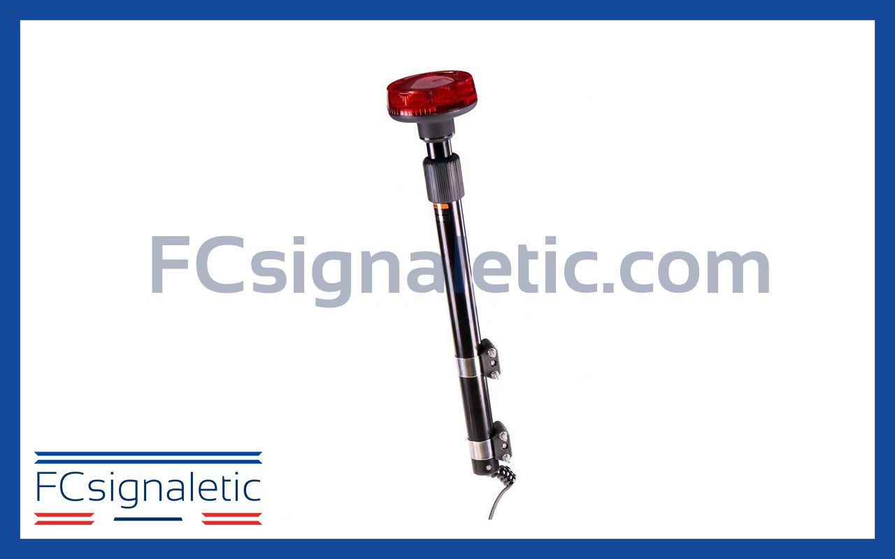 Gyrophare à LED rouge sur mât moto classe 1