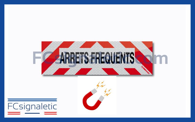 Sérigraphie bandeau magnétique ARRETS FREQUENTS 50x15 cm classe B pour véhicule