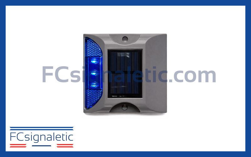 Plot routier solaire led 20 tonnes unidirectionnel lumière flash bleu LEDWORK LWK0105