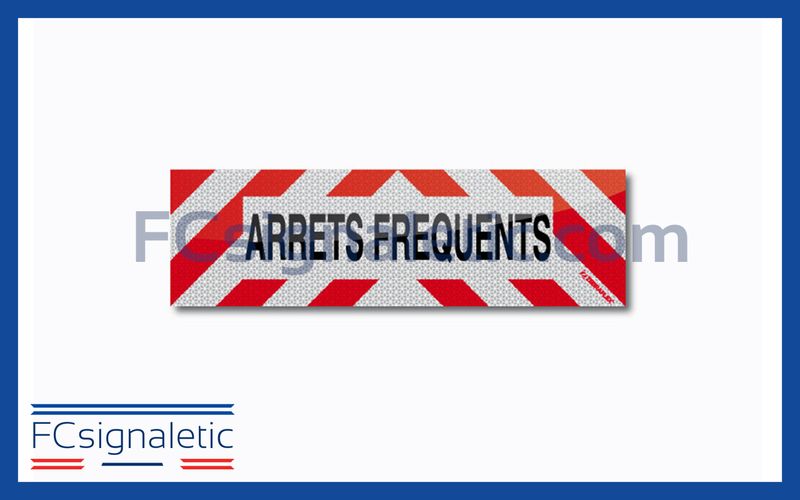 Sérigraphie bandeau adhésif ARRETS FREQUENTS 100x30 cm classe B pour véhicule