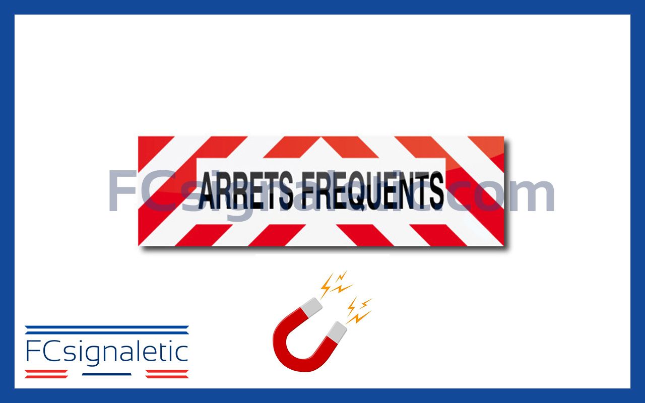 Sérigraphie bandeau magnétique ARRETS FREQUENTS 100x30 cm classe A pour véhicule