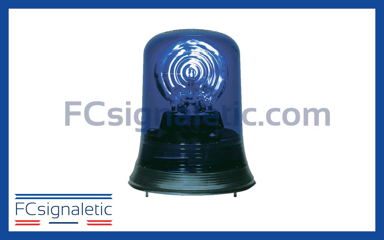 Gyrophare halogène RTB/5 B bleu embase ISO classe 1 rotatif SIRENA 73201