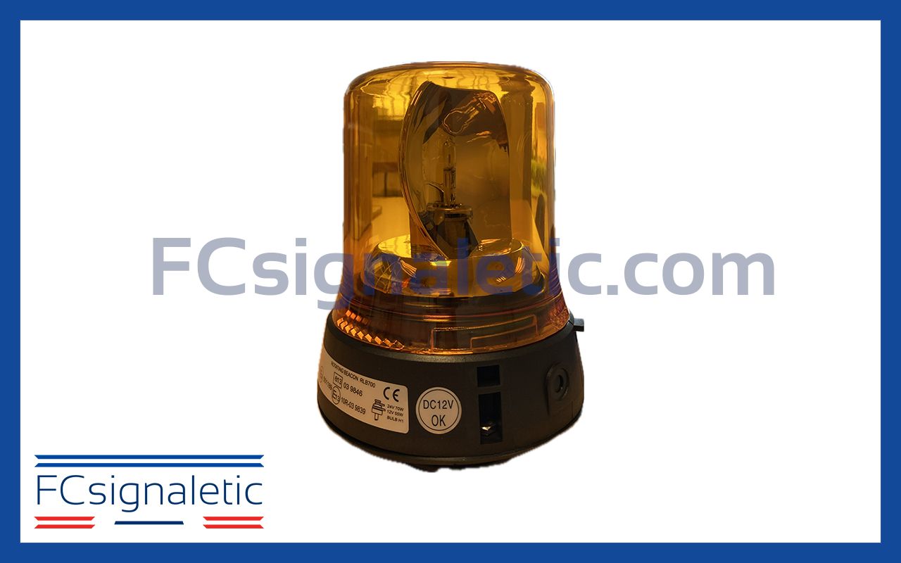 Gyrophare halogène GBM 12V orange embase ISO classe 1 rotatif STANDBY MERCURA 22694-00