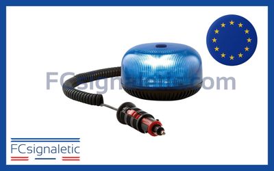 Gyrophare à LED CRYSTAL bleu embase magnétique prise allume cigare classe 1 rotatif SIRENA 36400