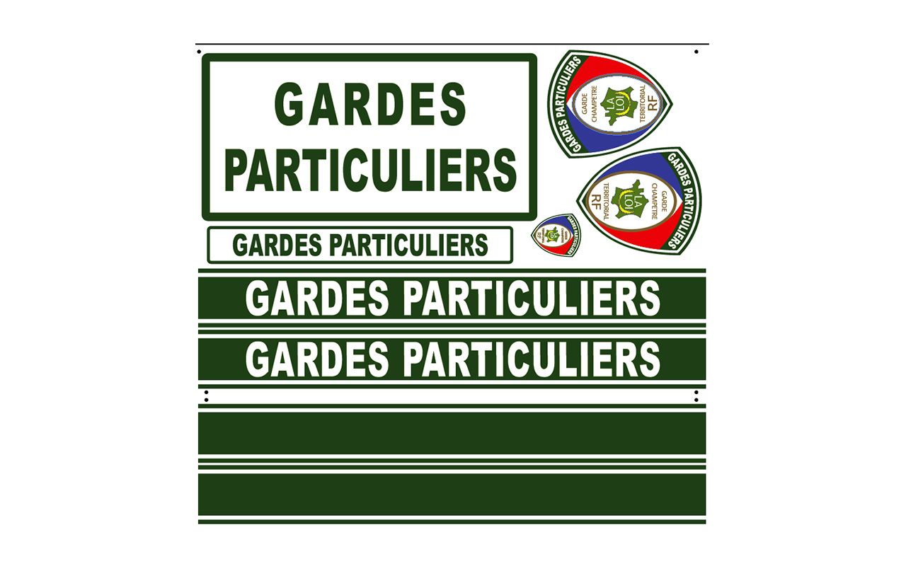 Kit sérigraphie balisage Gardes particuliers pour véhicule léger et petits utilitaires