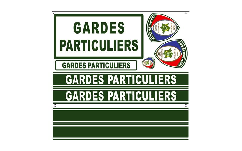 Kit sérigraphie balisage Gardes particuliers pour véhicule léger et petits utilitaires Kit sérigraphie balisage Gardes particuliers pour véhicule léger et petits utilitaires
