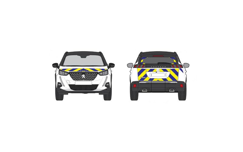 Kit sérigraphie balisage prédécoupé avant/arrière standard jaune rétroréfléchissant/bleu non rétroréfléchissant pour véhicules légers