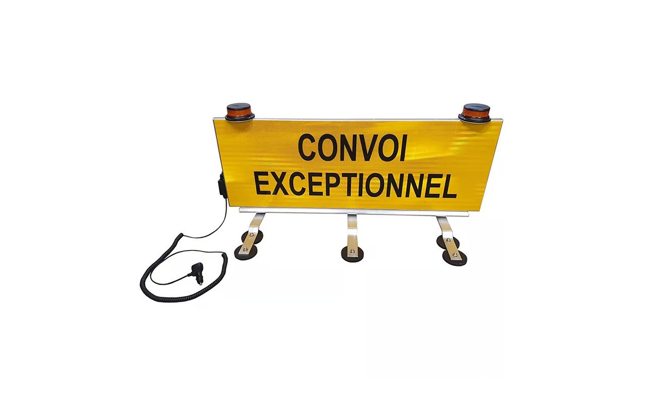 Panneau Convoi Exceptionnel avec 2 gyrophares à led magnétique prise allume cigare