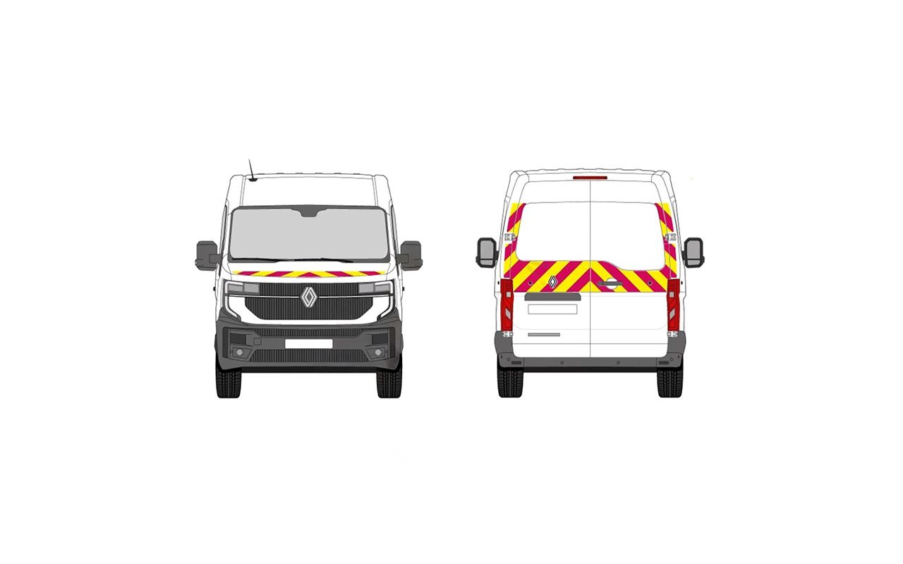 Kit sérigraphie balisage prédécoupé avant/arrière standard jaune/rouge classe B pour véhicules utilitaires
