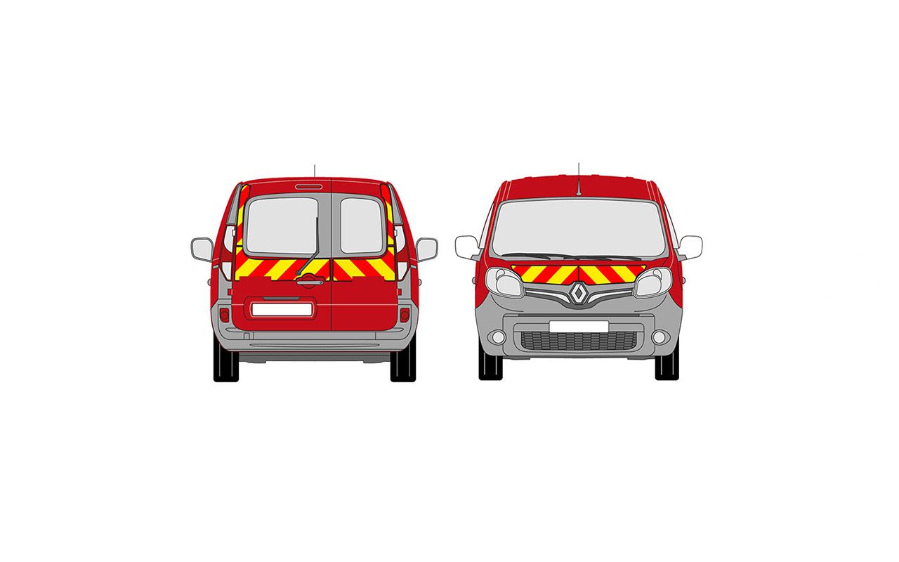 Kit sérigraphie balisage prédécoupé avant/arrière standard jaune/rouge classe B pour véhicules petits utilitaires