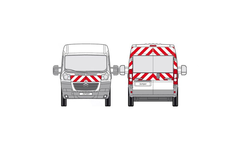 Kit sérigraphie balisage prédécoupé avant/arrière standard rouge/blanc classe B pour véhicules utilitaires
