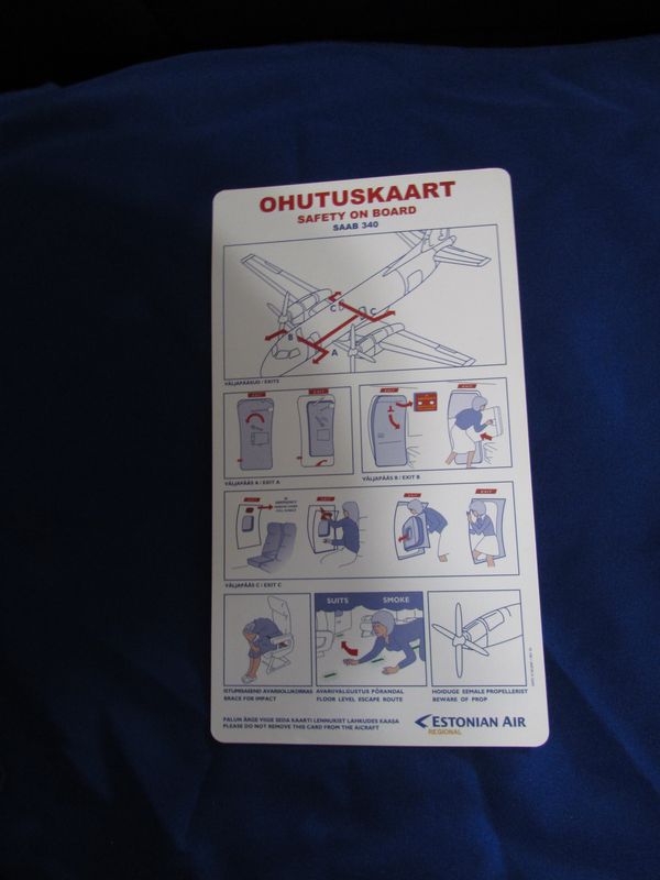 Estonian Air Regional Saab 340 Safety Card