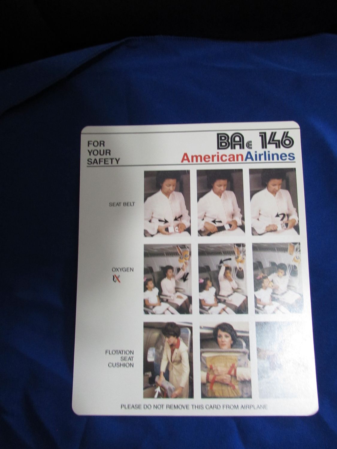 American Airlines BAe 146 Safety Card