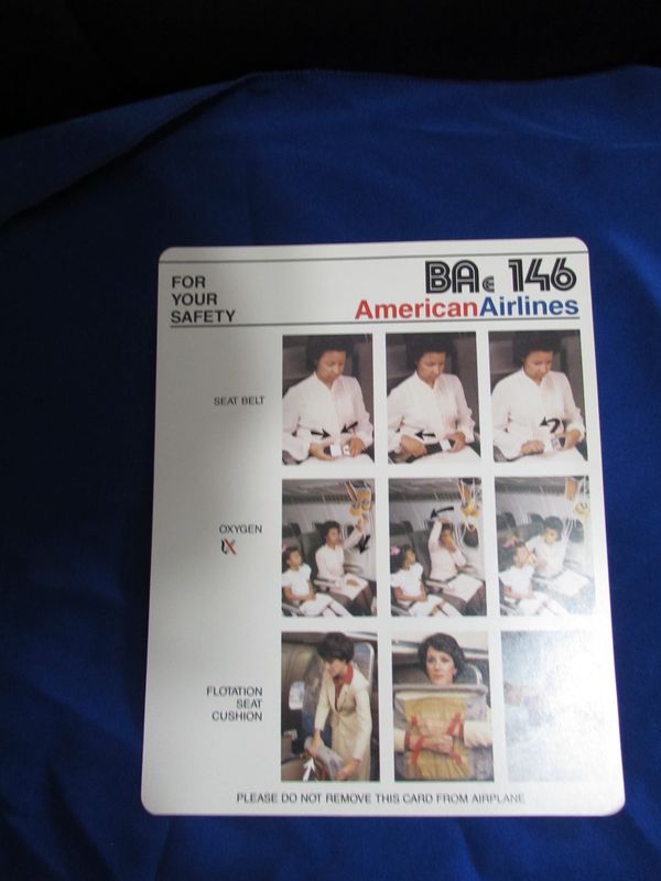 American Airlines BAe 146 Safety Card