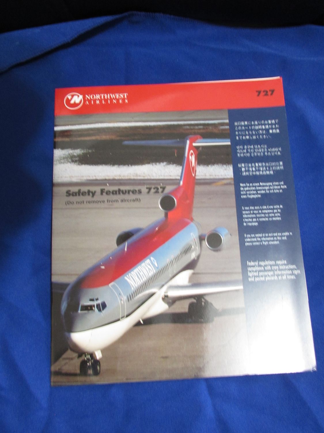 Northwest 727 Bowling Shoe Livery Safety Card