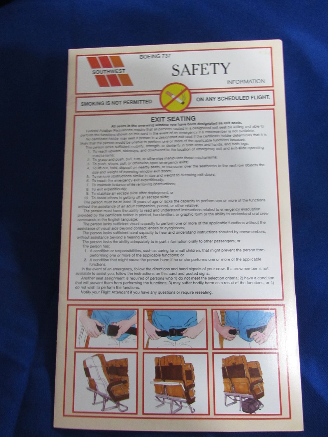 Southwest 737 Safety Card