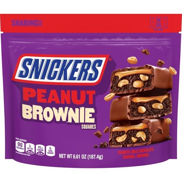 Snickers Peanut Brownie Squares Fun Size Chocolate Candy Bars
