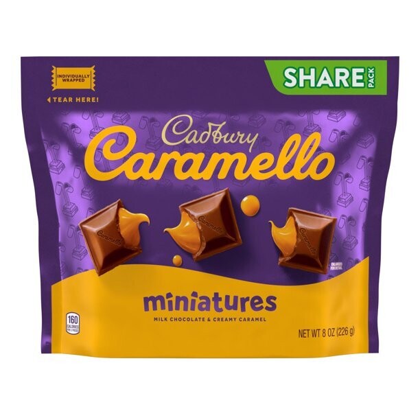 CADBURY CARAMELLO Miniatures Milk Chocolate and Caramel Candy Bars
Individually Wrapped