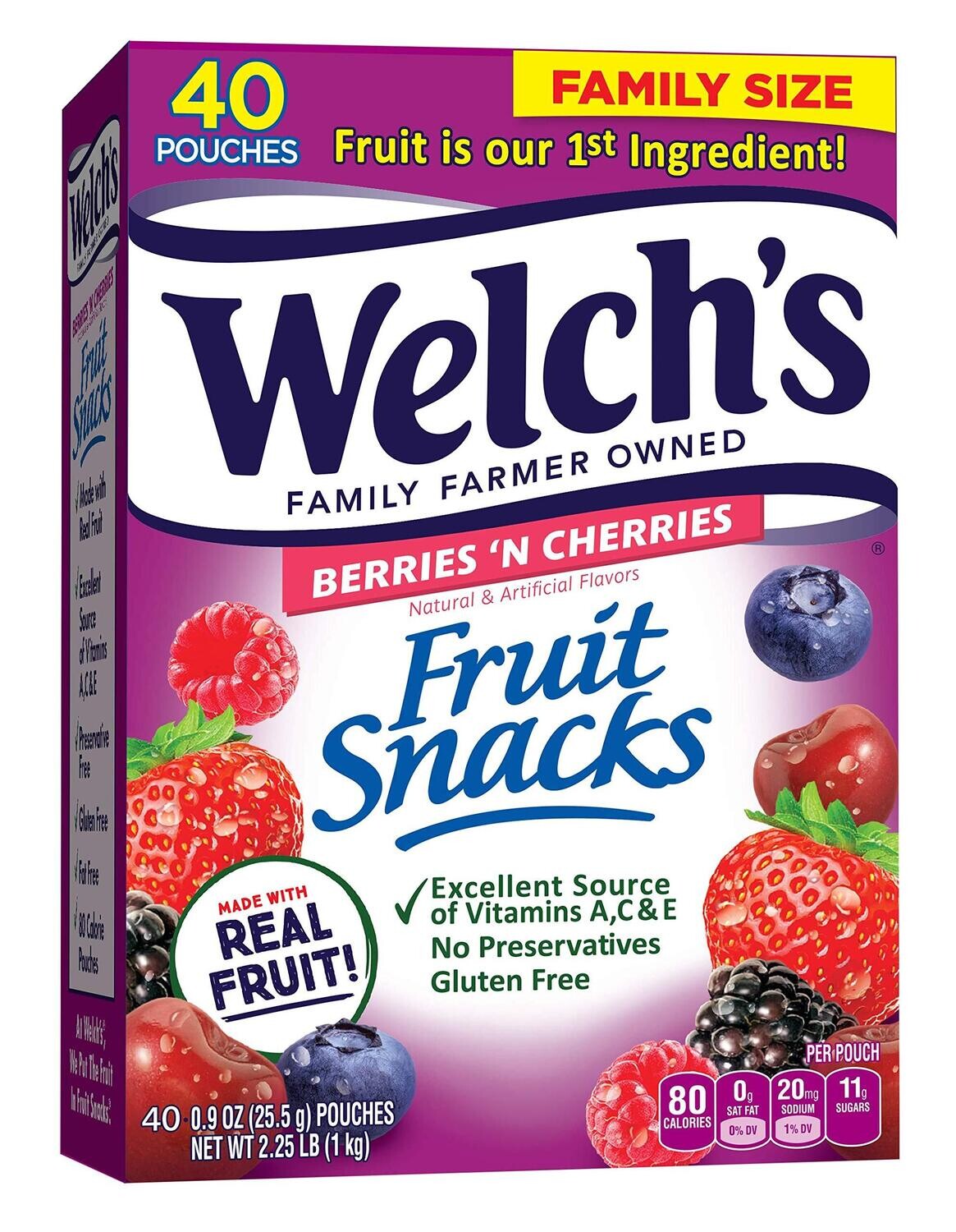 Welch's Berries 'n Cherries Fruit Snacks Family Size, 40 count