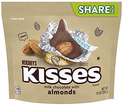HERSHEY'S, KISSES Milk Chocolate and Almond Candy, Share Size
