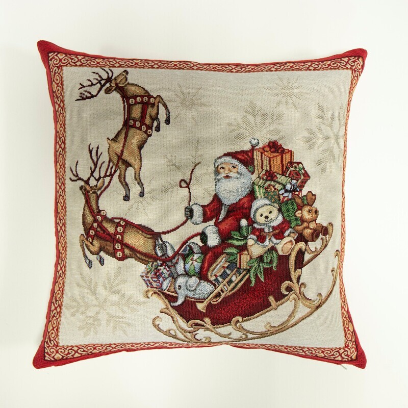 FODERA CUSCINO NATALIZIO BABBO NATALE SULLA SLITTA