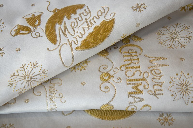 TOVAGLIA ROTONDA AVORIO MERRY CHRISTMAS
