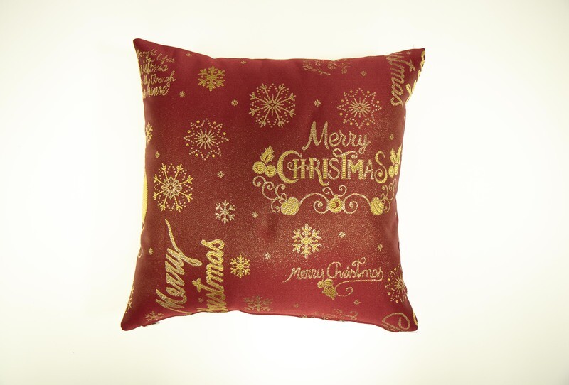 FODERA CUSCINO NATALIZIO MERRY CHRISTMAS ROSSO