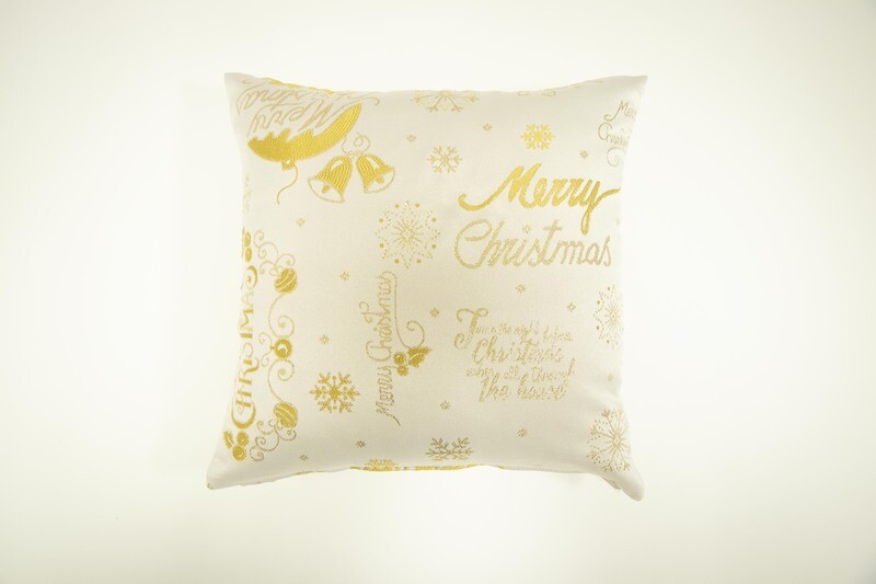 FODERA CUSCINO NATALIZIO MERRY CHRISTMAS AVORIO