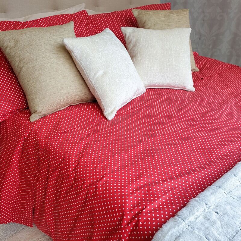 COLORE ROSSO-BIANCO CUORI SOPRALENZUOLO PERCALLINO
