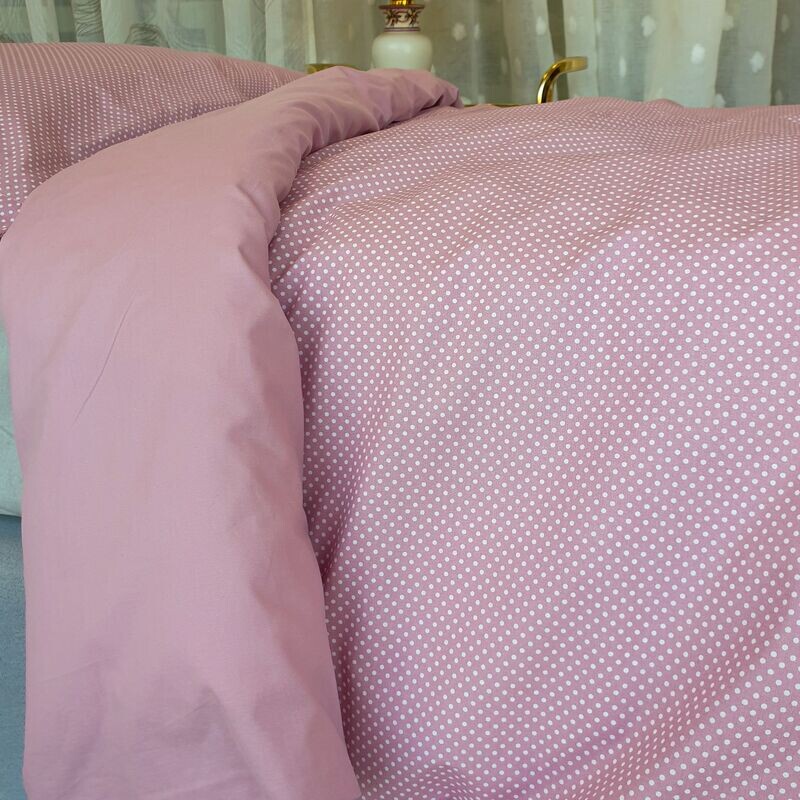 COLORE ROSA POIS SOTTOLENZUOLO PERCALLINO