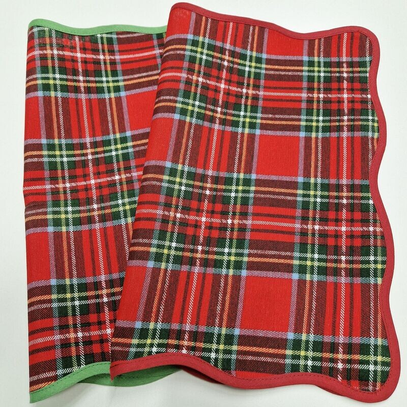 SOTTOPIATTO/CENTRO RETTANGOLARE TARTAN BORDATO