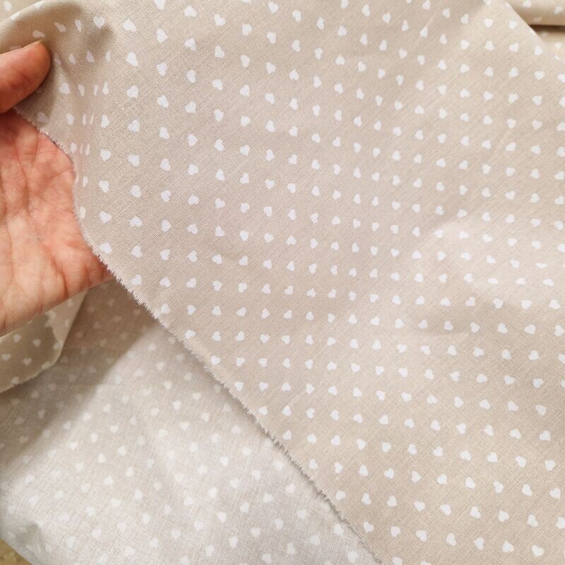 COLORE BEIGE-BIANCO CUORI SACCO PERCALLINO